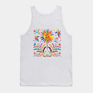 Mexican Otomi Floral Composition by Akbaly Tank Top